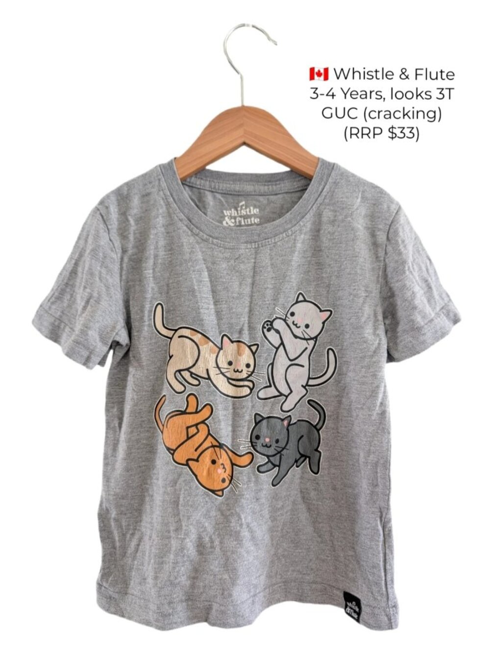 Whistle & Flute Cat T-Shirt 3T Kids Clothing